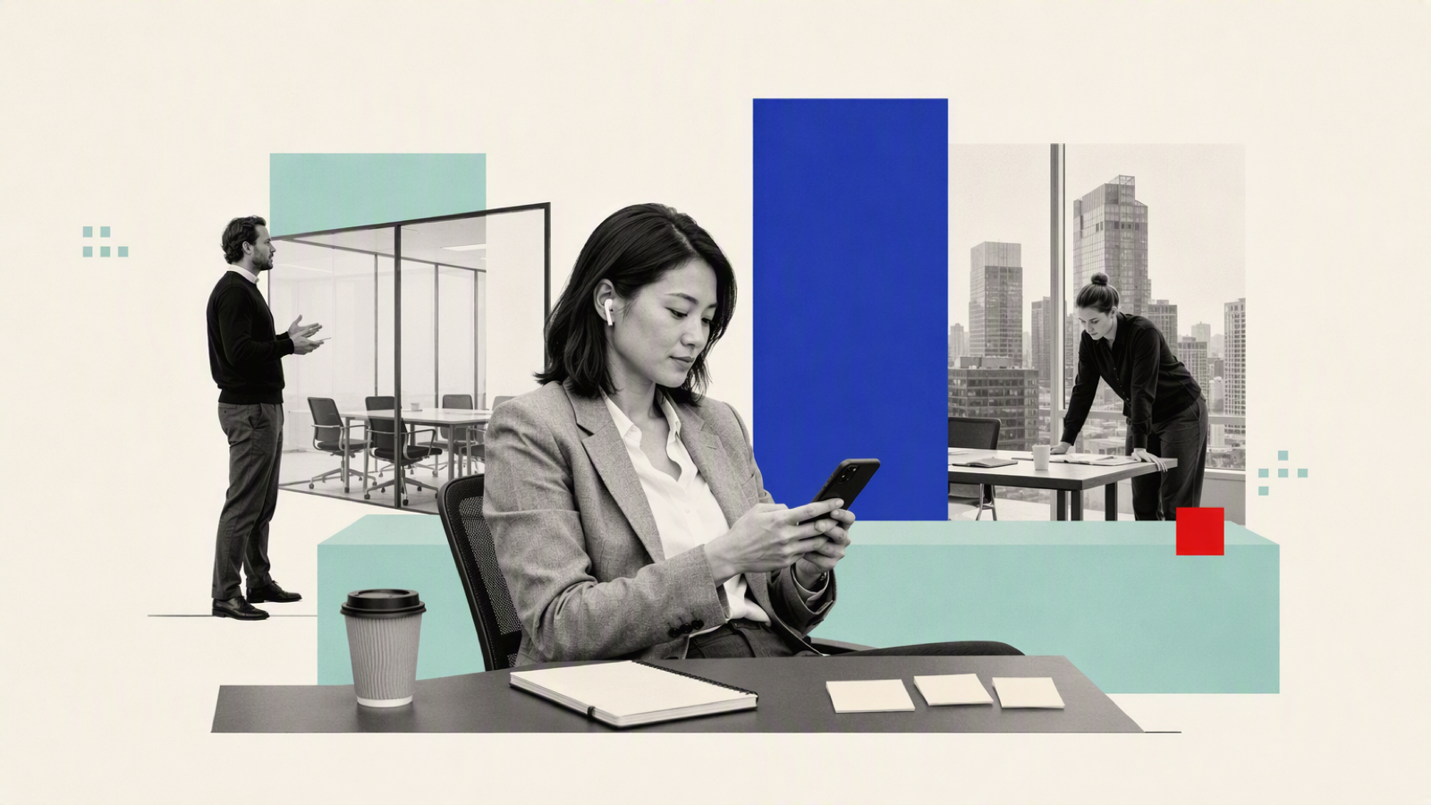 Editorial scene of product and support colleagues reviewing call recordings