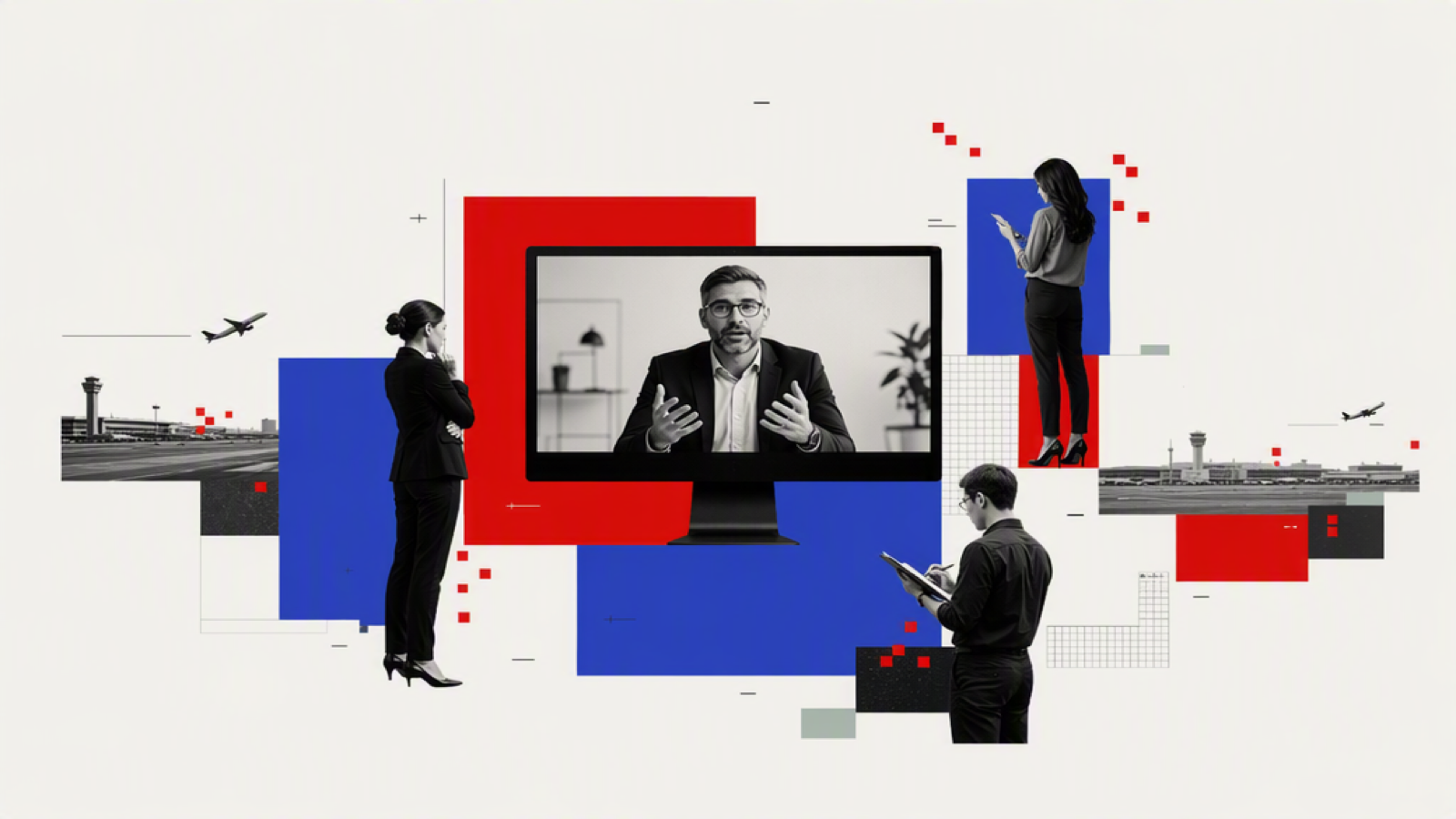 Editorial scene of a remote worker catching up via voice notes and recordings